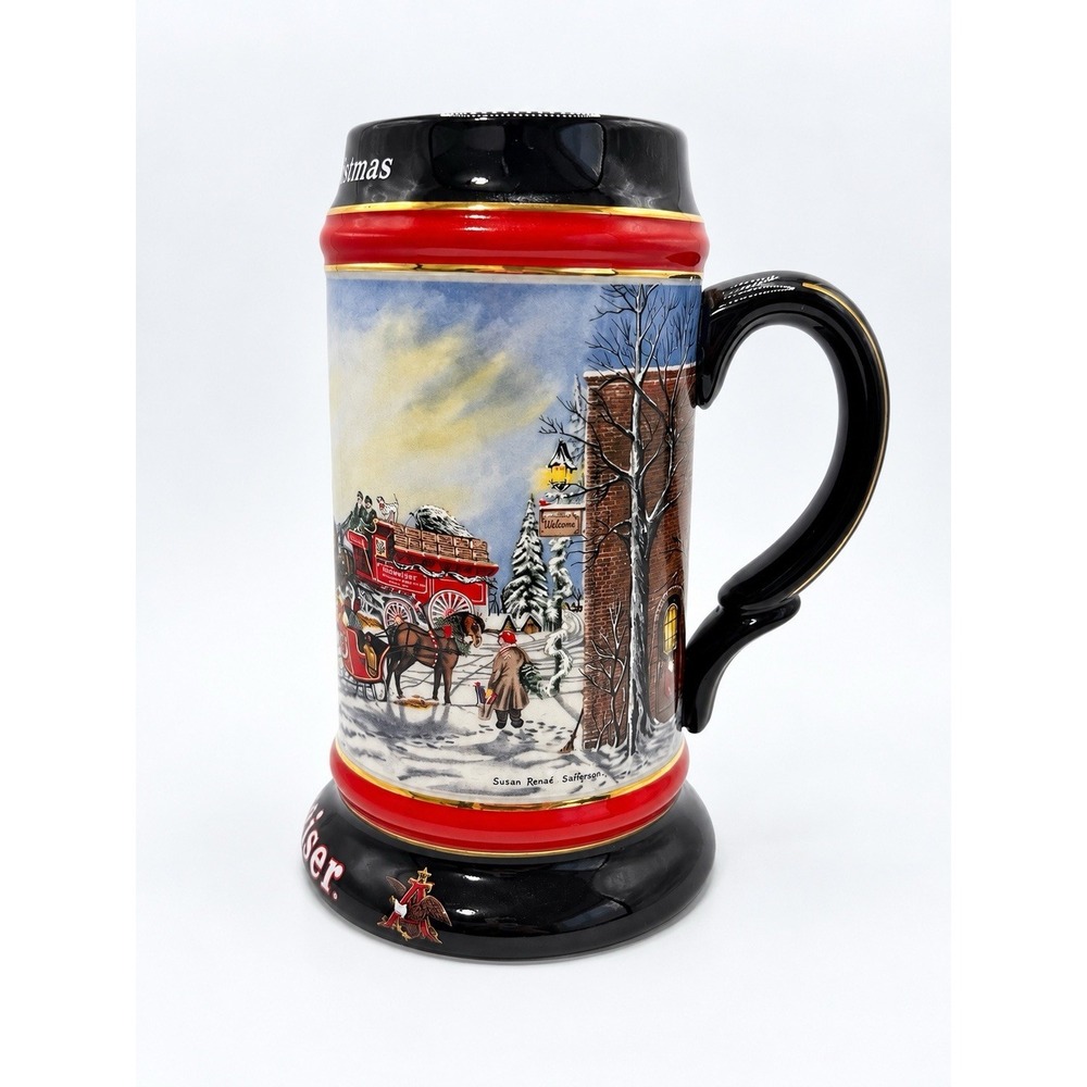 1992 Budweiser A Perfect Christmas Stein Clydesdales Susan Sampson Ceramarte